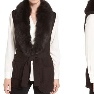 NWOT Kobi Halperin Cardigan with real fur coller